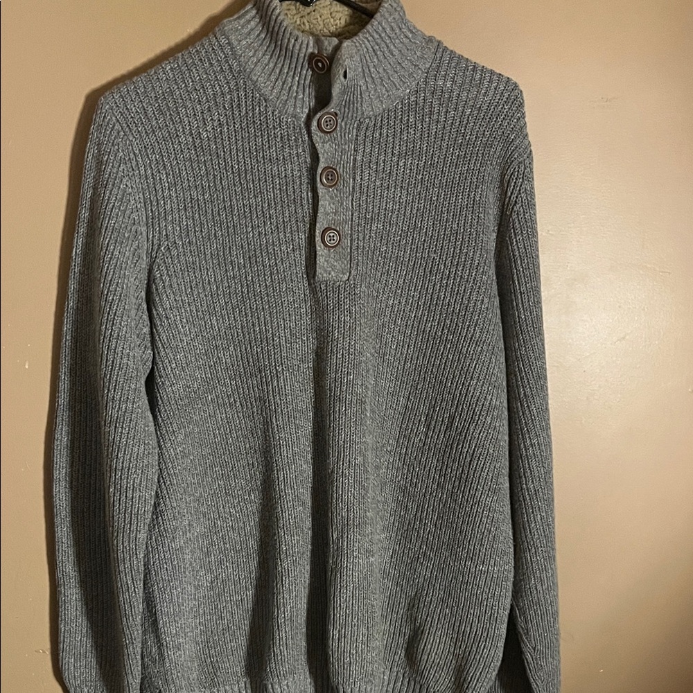 😄G.H.Bass co sweater pullover ribbed gray medium